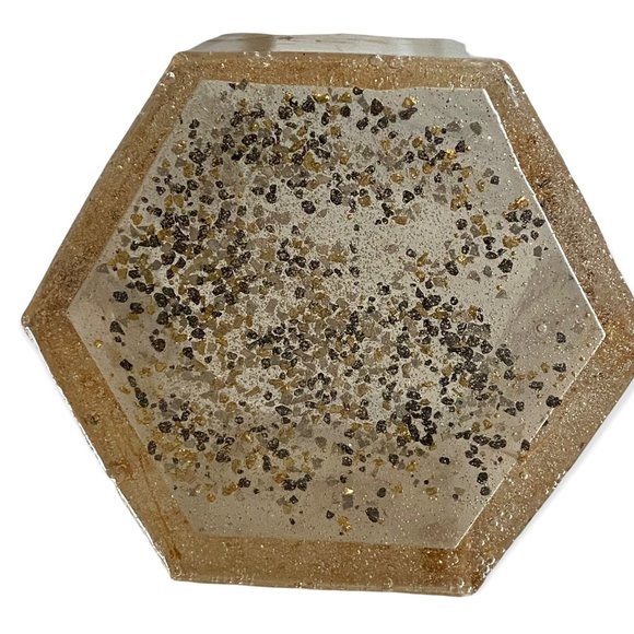 Gold, Cream & Black Resin Handmade Planter, Desktop Pen Holder, Trinket Holder - Picture 4 of 9